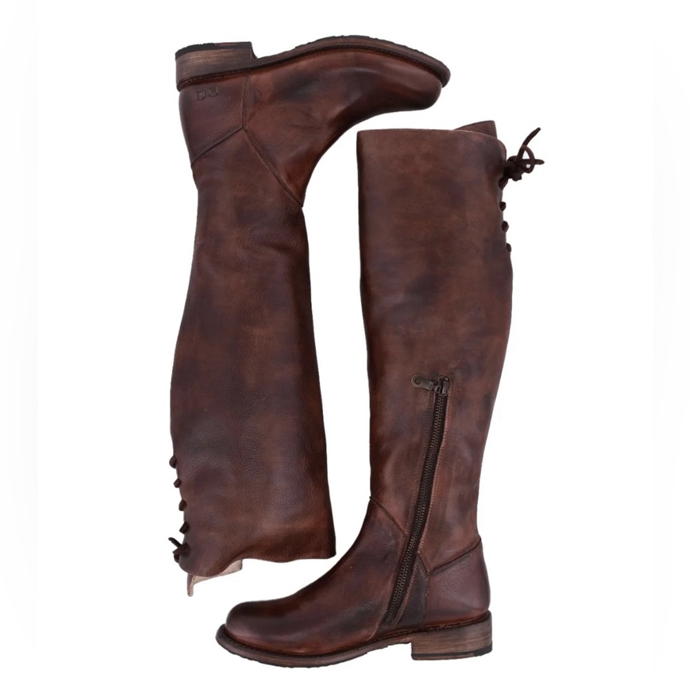 EUC BedStü Manchester Knee-High boot, size 7, Teak Rustic